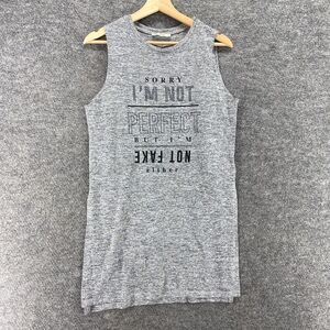 Low Casual Ringer Top Women S Small Gray Crew Neck Sleeveless Wide Strap Casual